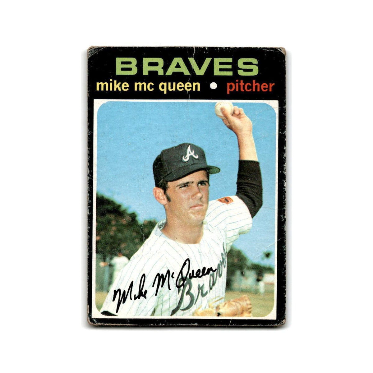 Mike McQueen 1971 Topps #8 Atlanta Braves Baseball Card Poor