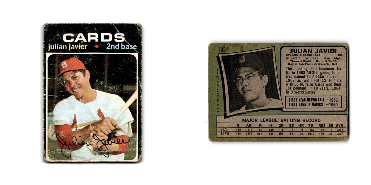 Julian Javier 1971 Topps #185 St. Louis Cardinals Baseball Card Poor