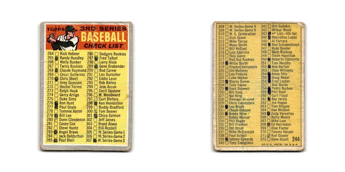 checklist 1970 Topps #244 Baseball Card Poor