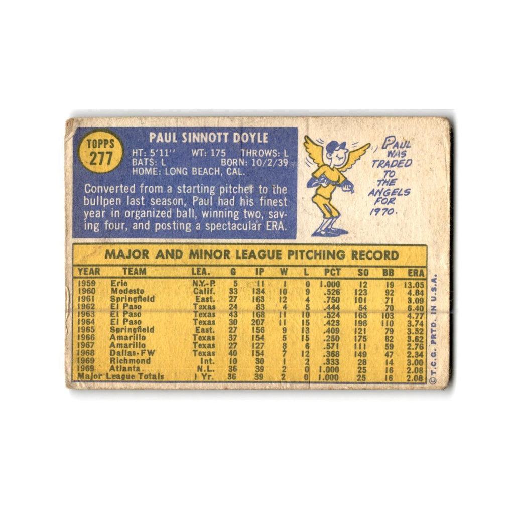 Paul Doyle 1970 Topps #277 California Angels Baseball Card Poor