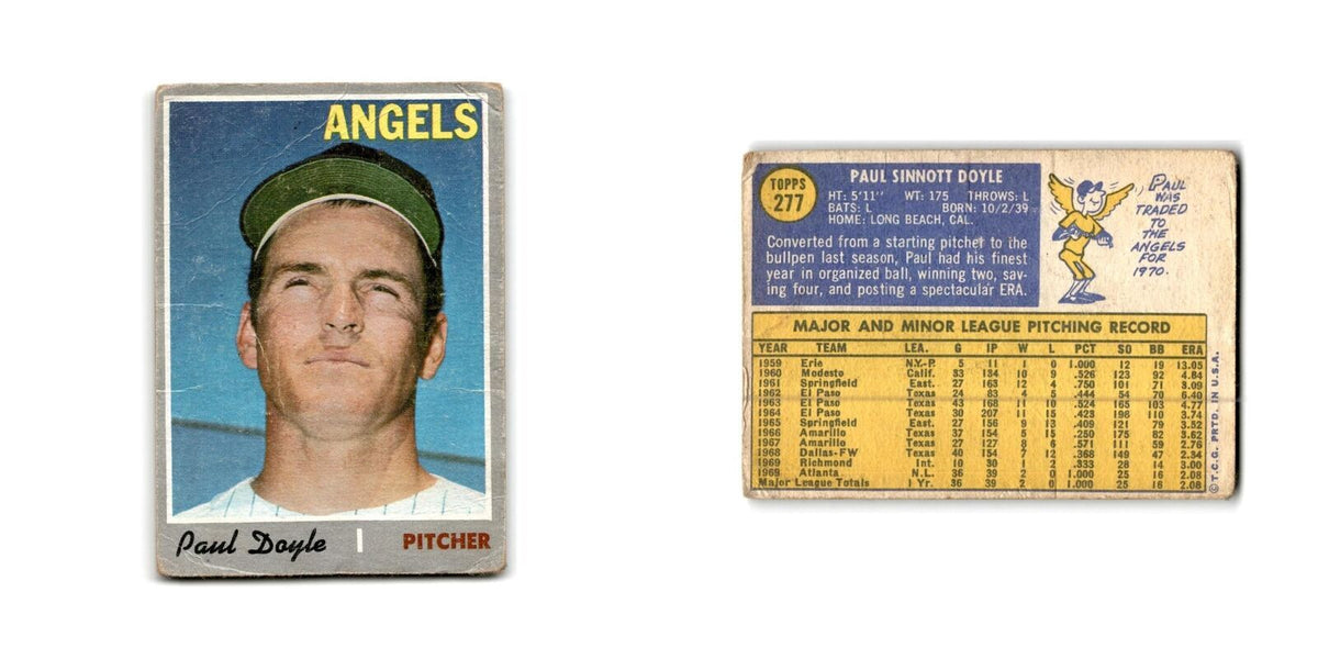 Paul Doyle 1970 Topps #277 California Angels Baseball Card Poor