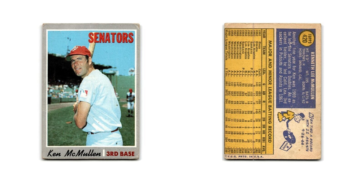 Ken McMullen 1970 Topps #420 Washington Senators Baseball Card EX