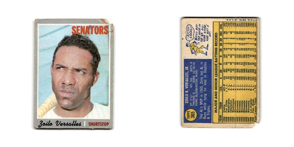 Zoilo Versalles 1970 Topps #365 Washington Senators Baseball Card Poor