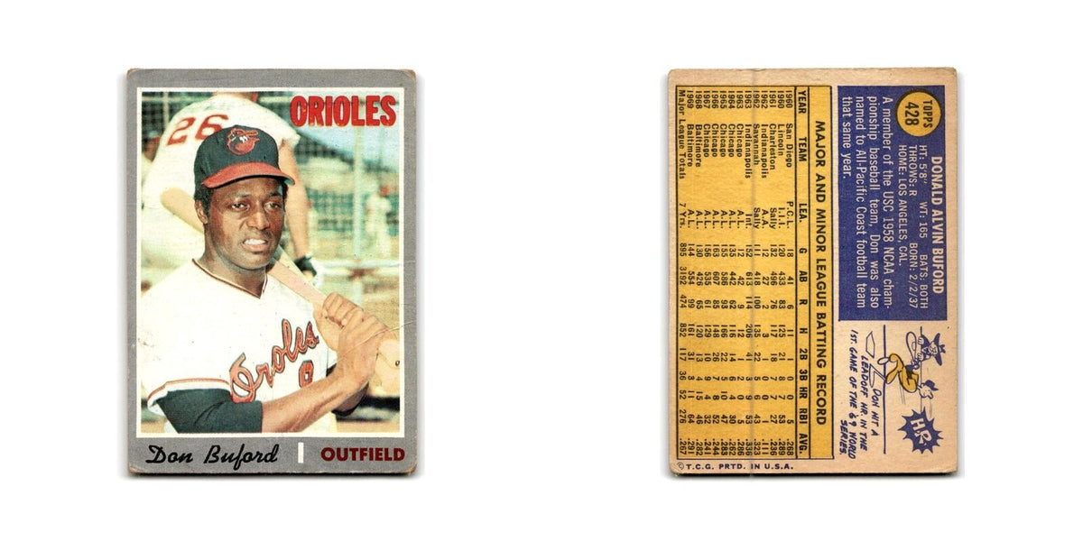 Don Buford 1970 Topps #428 Baltimore Orioles Baseball Card Poor