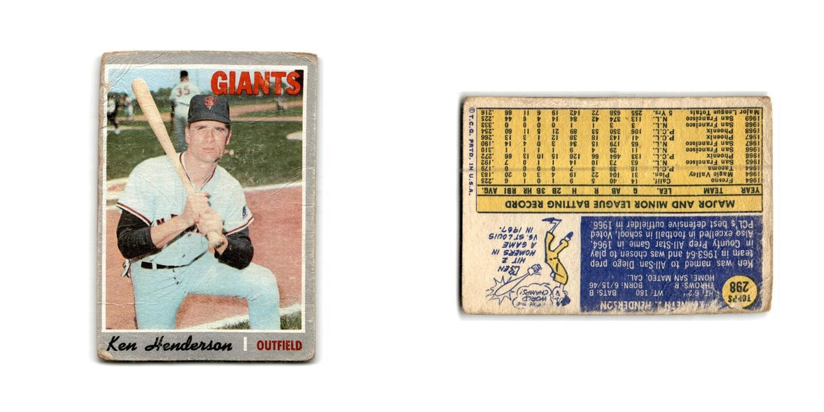Ken Henderson 1970 Topps #298 San Francisco Giants Baseball Card Poor