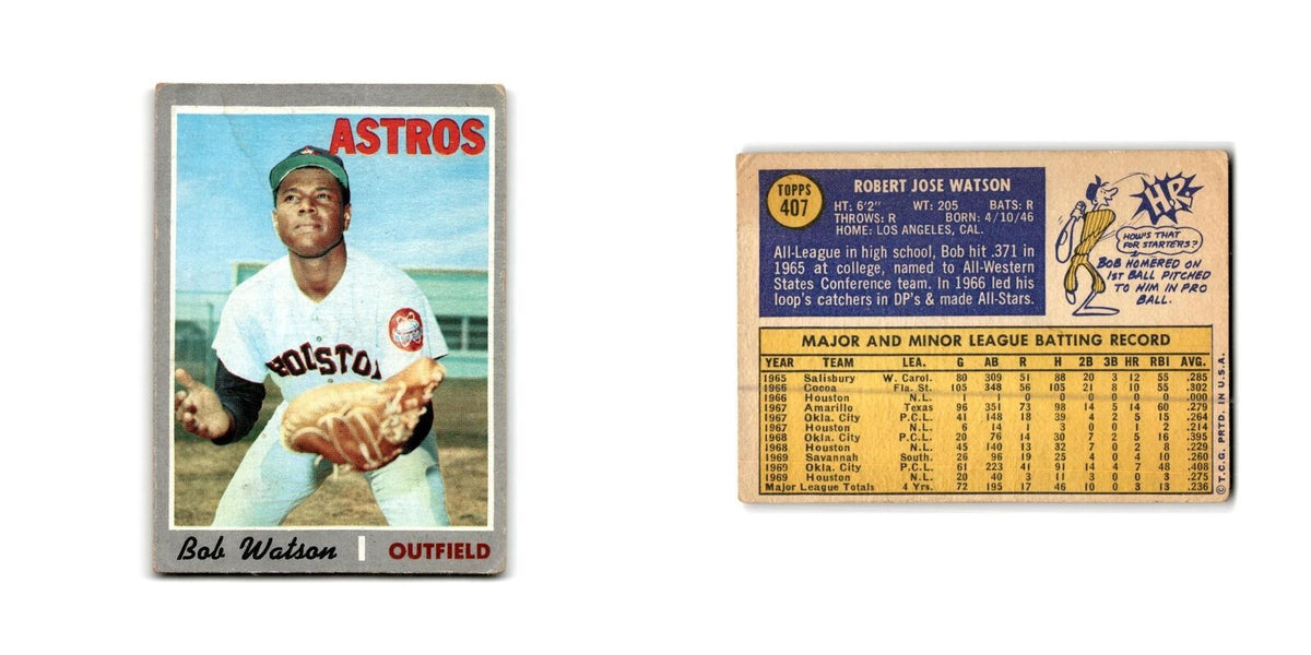 Bob Watson 1970 Topps #407 Houston Astros Baseball Card Poor