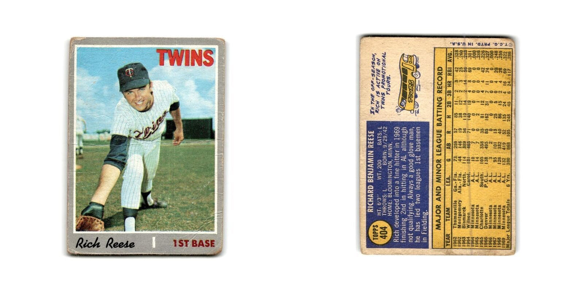 Rich Reese 1970 Topps #404 Minnesota Twins Baseball Card Poor