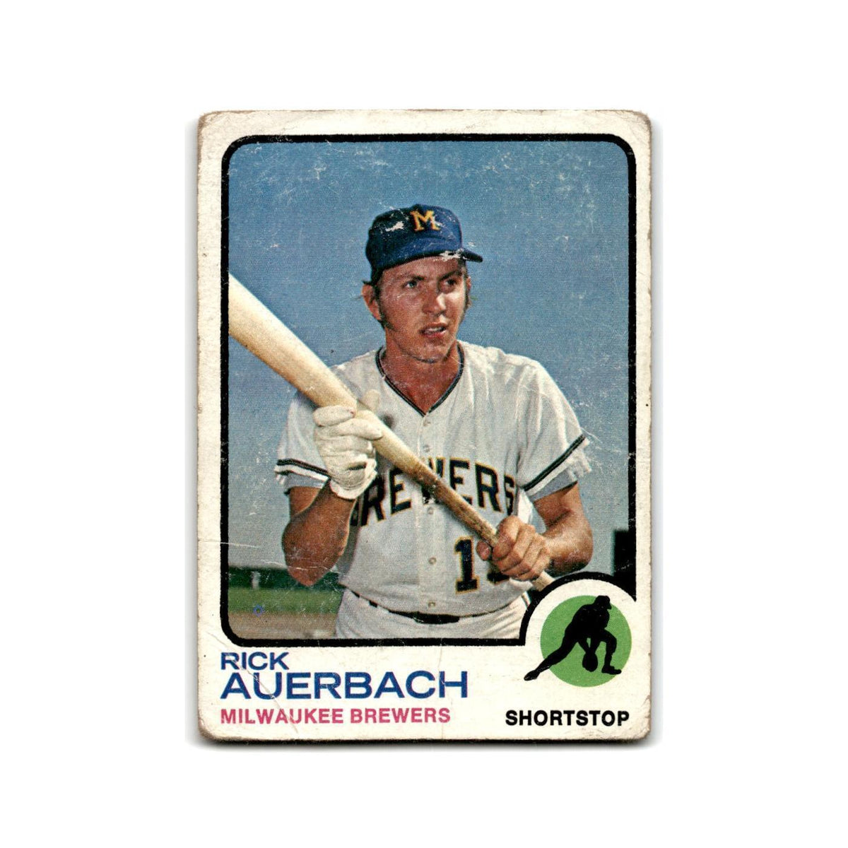 Rick Auerbach 1973 Topps #427 Milwaukee Brewers Baseball Card Poor