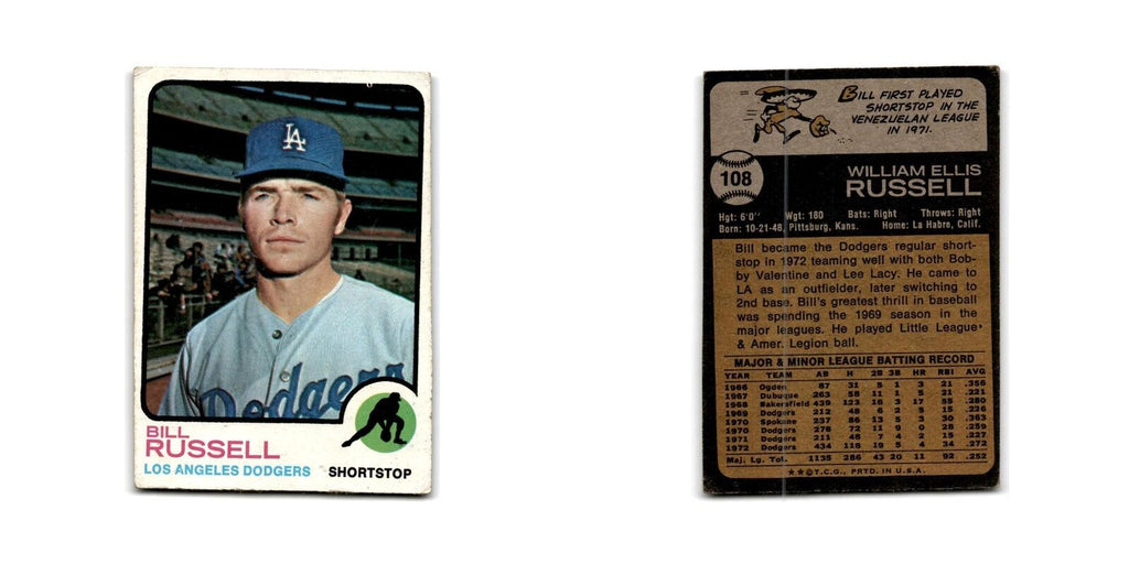 Bill Russell 1973 Topps #108 Los Angeles Dodgers Baseball Card Poor