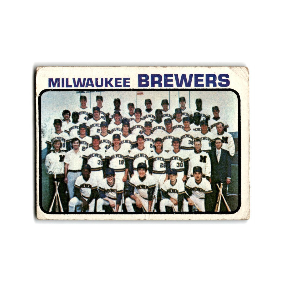 Brewers Team Photo Records 1973 Topps #127 Milwaukee Brewers Baseball Card Poor
