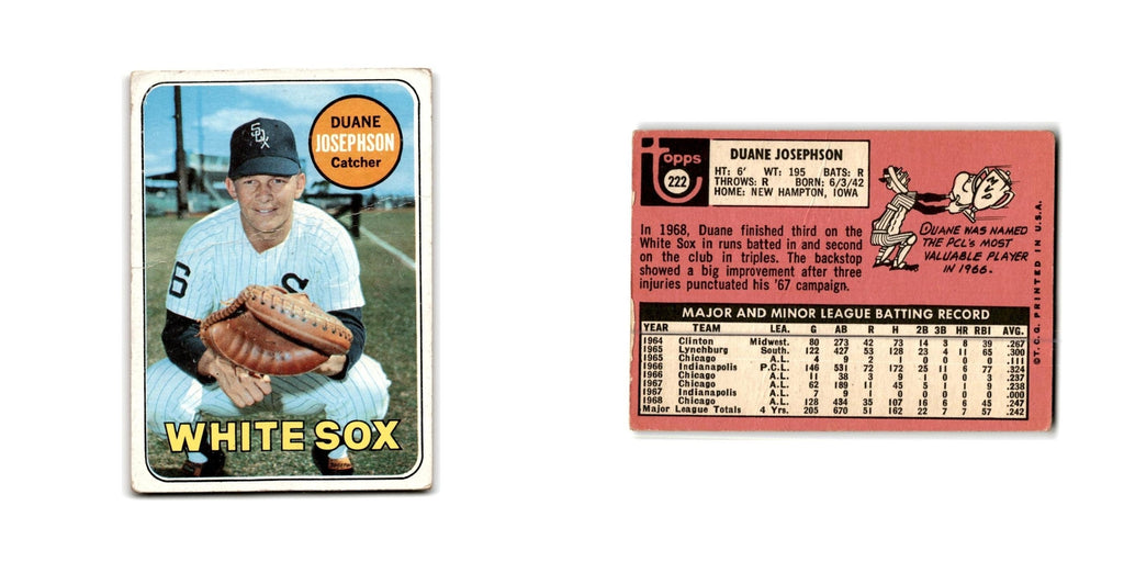 Duane Josephson 1969 Topps #222 Chicago White Sox Baseball Card Poor