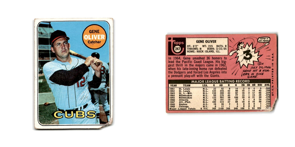 Gene Oliver 1969 Topps #247 Chicago Cubs Baseball Card Poor