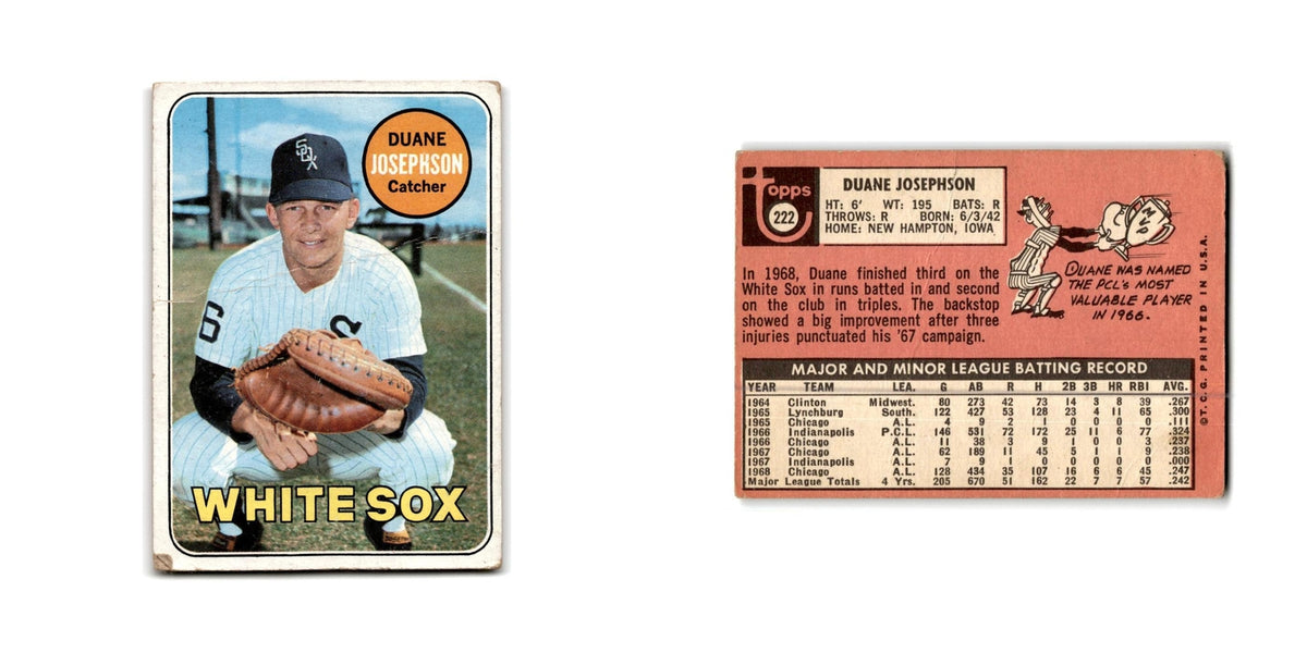 Duane Josephson 1969 Topps #222 Chicago White Sox Baseball Card Poor