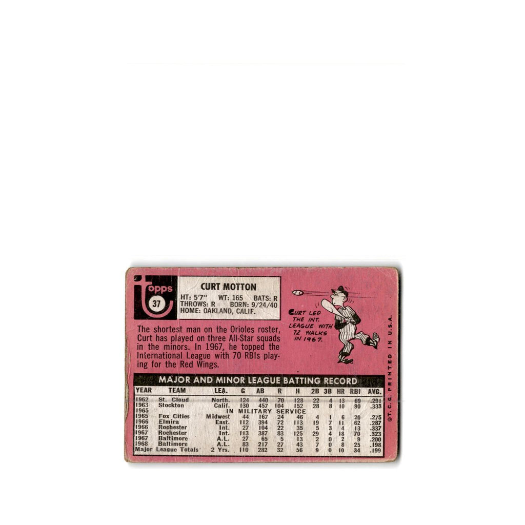 Curt Motton 1969 Topps #37 Baltimore Orioles Baseball Card Poor