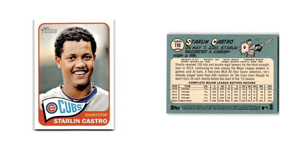 Starlin Castro 2014 Topps Heritage #110 Chicago Cubs Baseball Card NM