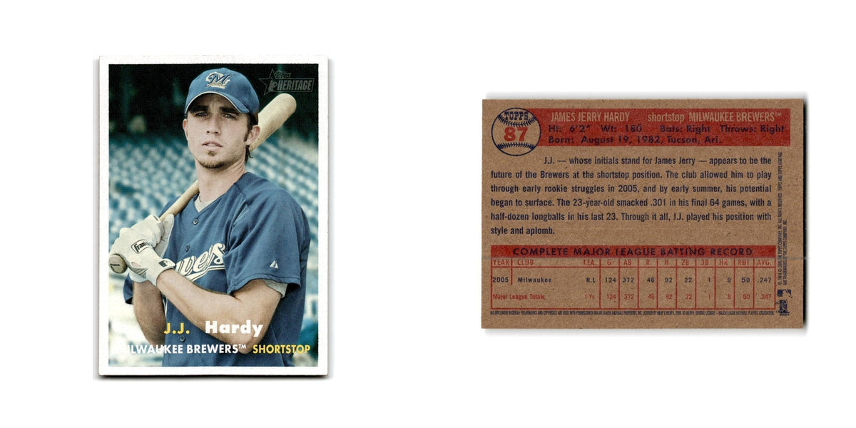 J.J. Hardy 2006 Topps Heritage #87 Milwaukee Brewers Baseball Card NM