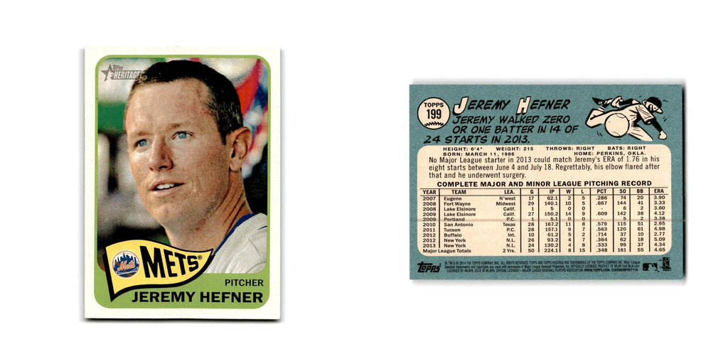 Jeremy Hefner 2014 Topps Heritage #199 New York Mets Baseball Card NM