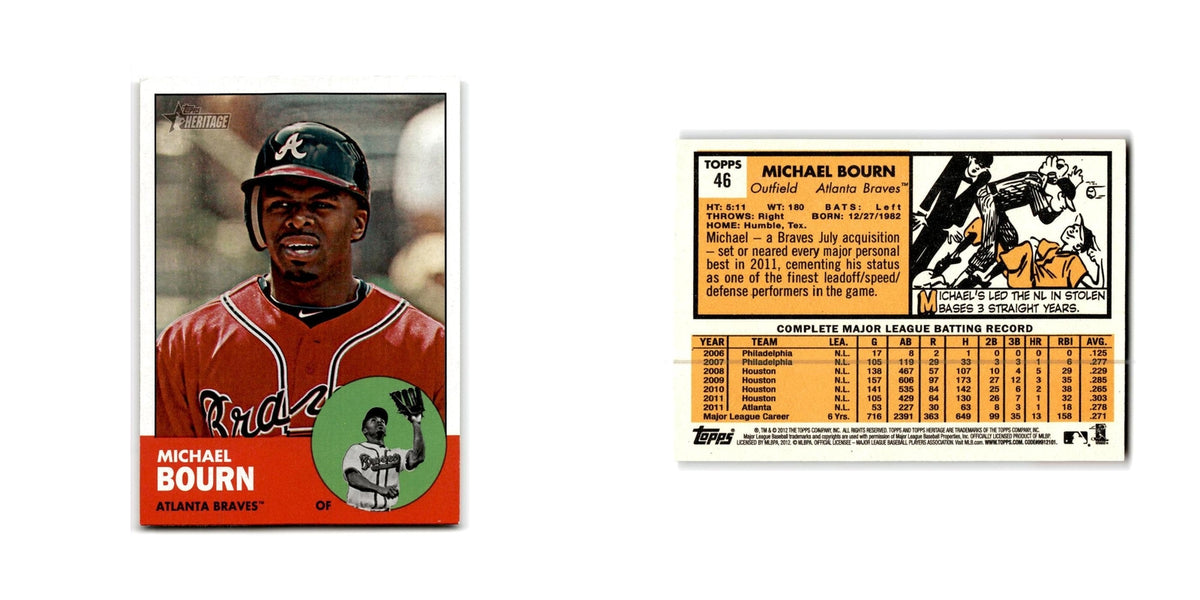 Michael Bourn 2012 Topps Heritage #46 Atlanta Braves Baseball Card NM