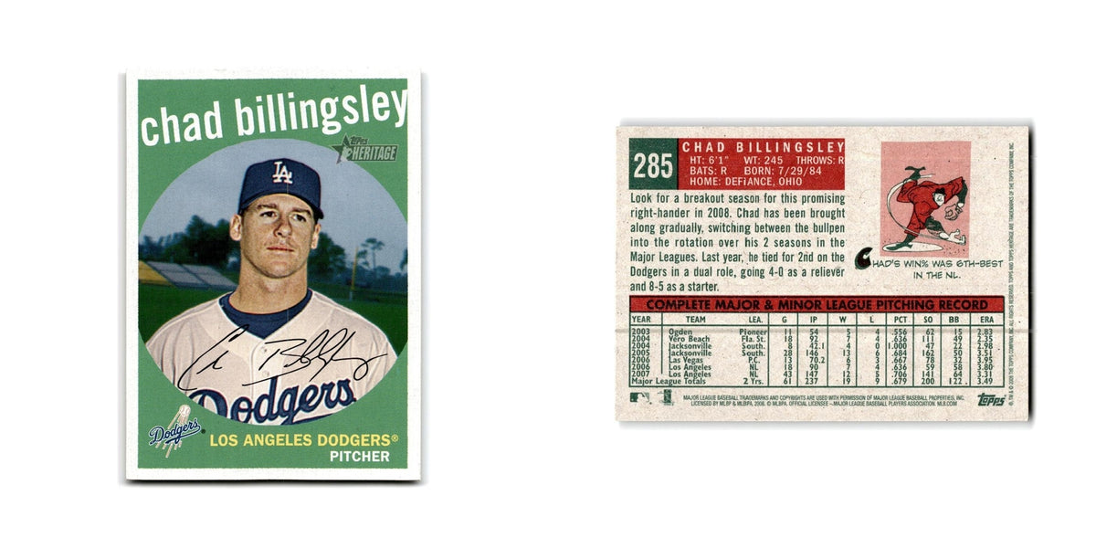 Chad Billingsley 2008 Topps Heritage #285 Los Angeles Dodgers Baseball Card NM