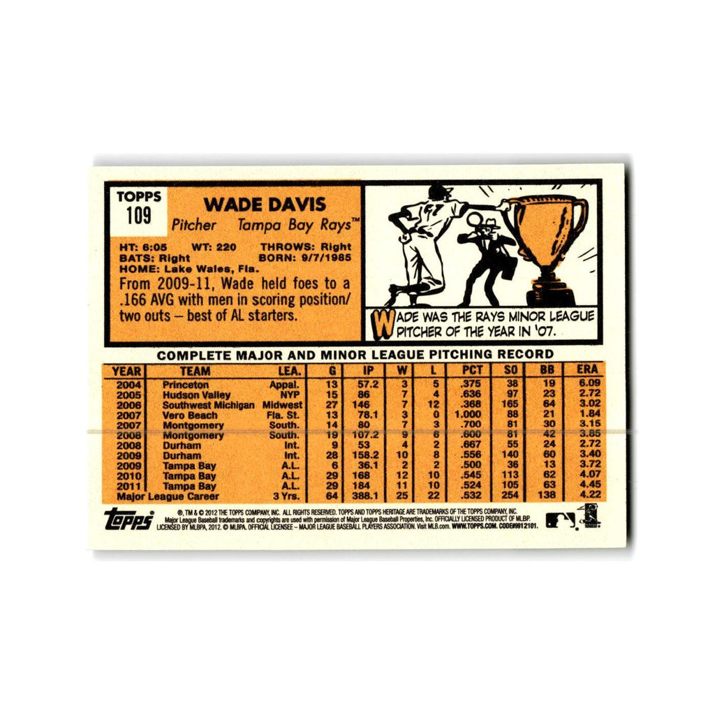 Wade Davis 2012 Topps Heritage #109 Tampa Bay Rays Baseball Card NM