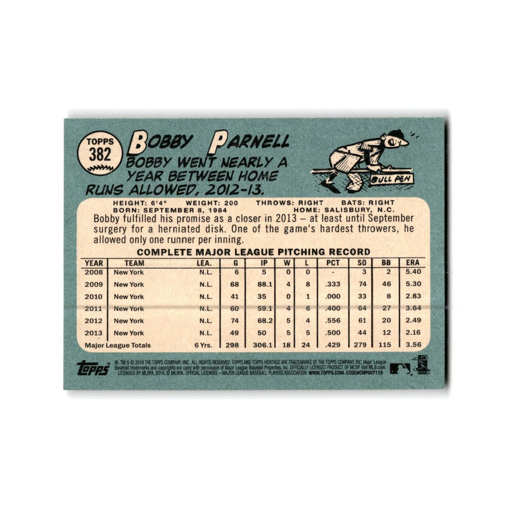 Bobby Parnell 2014 Topps Heritage #382 New York Mets Baseball Card NM