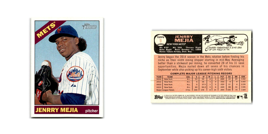 Jenrry Mejia 2015 Topps Heritage #9 New York Mets Baseball Card NM