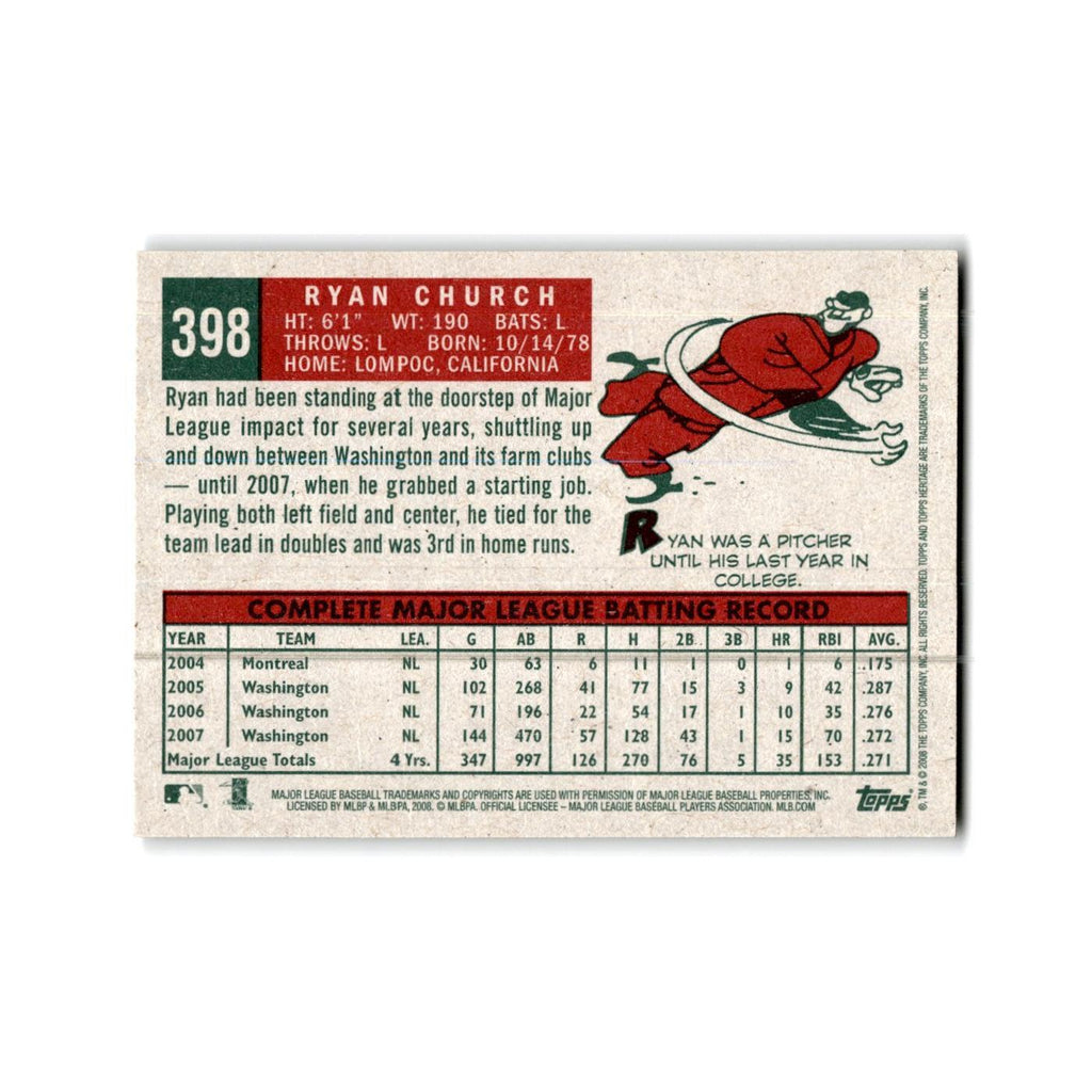 Ryan Church 2008 Topps Heritage #398 New York Mets Baseball Card NM