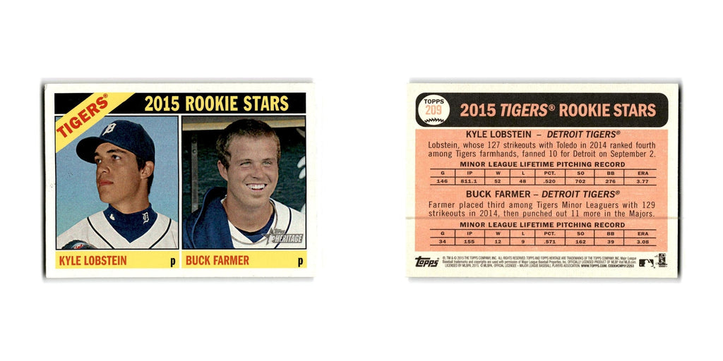 Kyle Lobstein Buck Farmer 2015 Topps Heritage #209 Detroit Tigers NM
