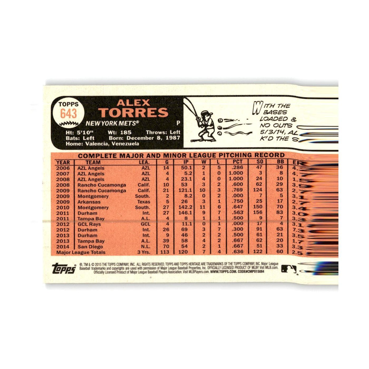 Alex Torres 2015 Topps Heritage #643 New York Mets Baseball Card NM