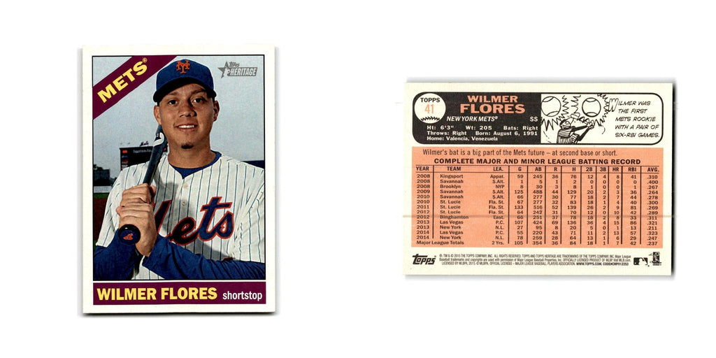 Wilmer Flores 2015 Topps Heritage #41 New York Mets Baseball Card NM