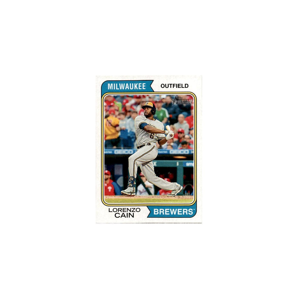 Lorenzo Cain 2023 Topps Heritage #392 Milwaukee Brewers Baseball Card NM
