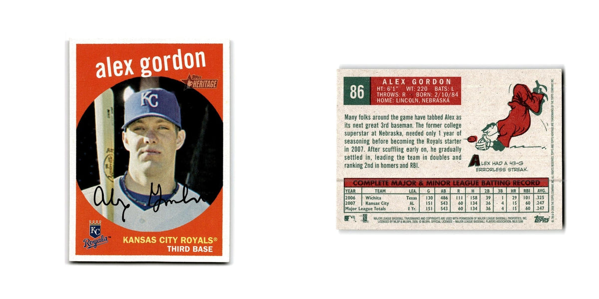 Alex Gordon 2008 Topps Heritage #86 Kansas City Royals Baseball Card NM
