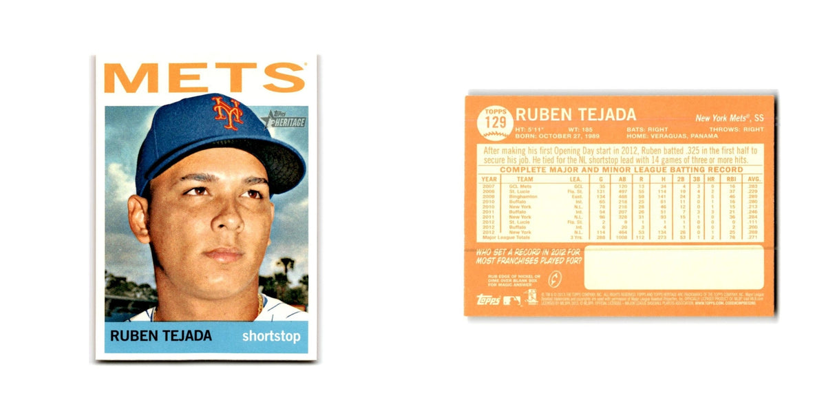 Ruben Tejada 2013 Topps Heritage #129 New York Mets Baseball Card NM