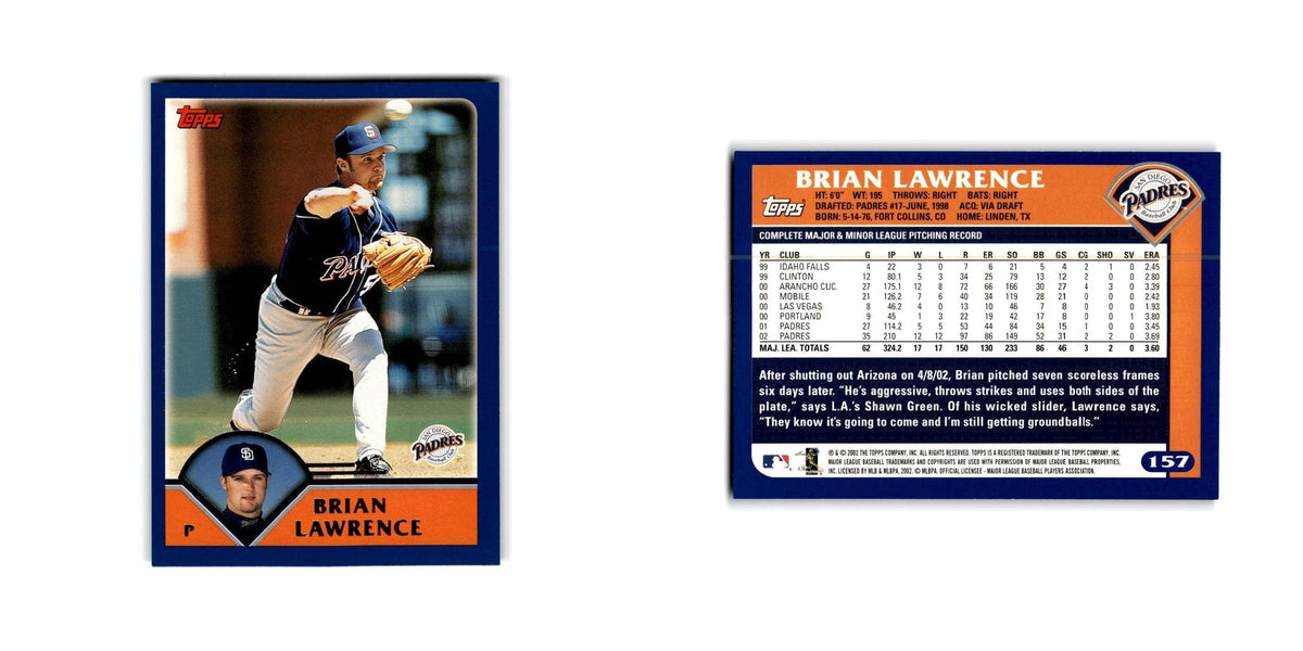 Brian Lawrence 2003 Topps #157 San Diego Padres Baseball Card NM