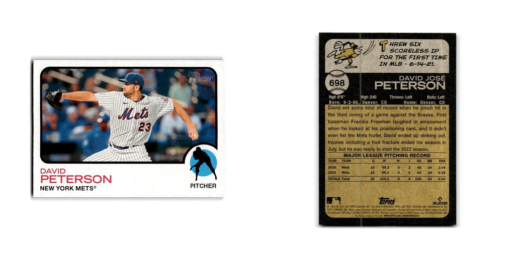 David Peterson 2022 Topps Heritage #698 New York Mets Baseball Card NM
