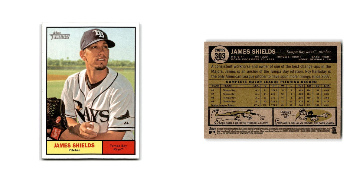 James Shields 2010 Topps Heritage #303 Tampa Bay Rays Baseball Card NM
