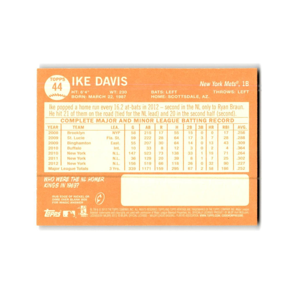 Ike Davis 2013 Topps Heritage #44 New York Mets Baseball Card NM