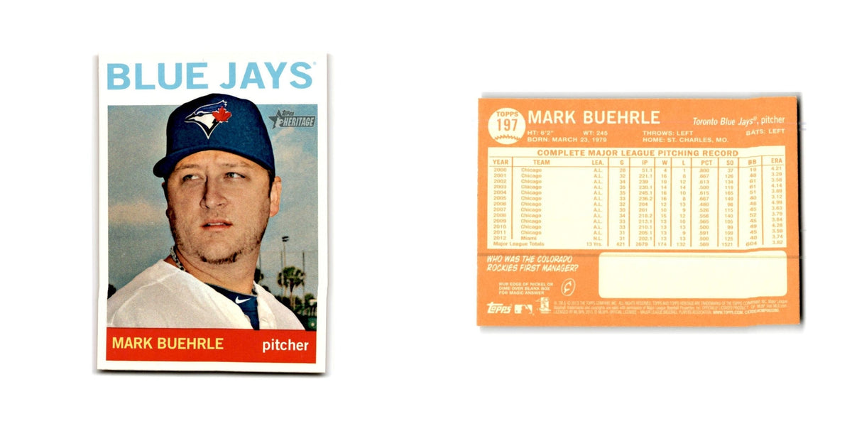 Mark Buehrle 2013 Topps Heritage #197 Toronto Blue Jays Baseball Card NM