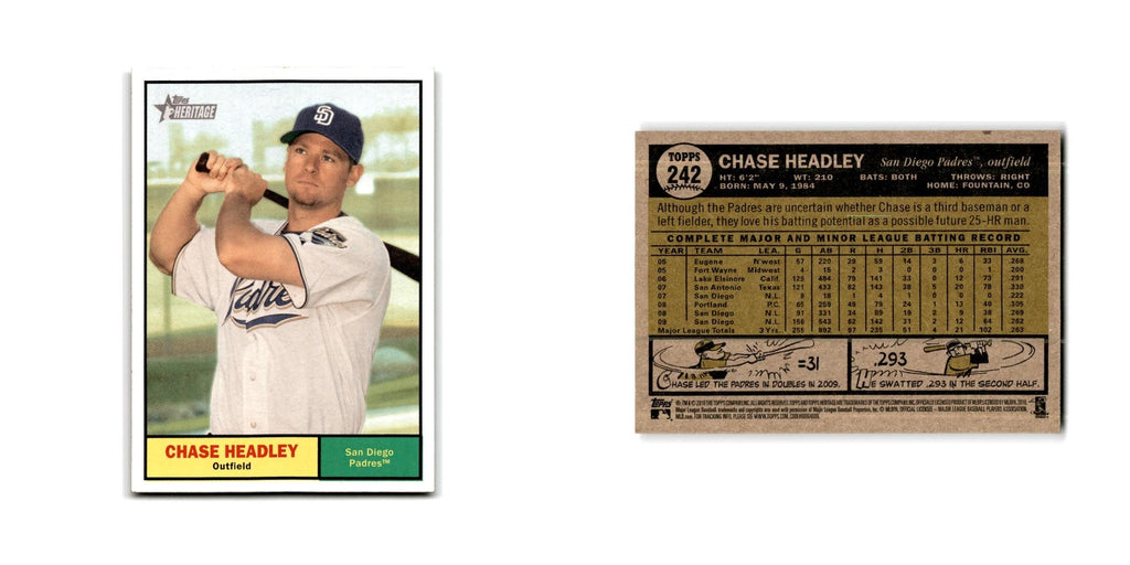 Chase Headley 2010 Topps Heritage #242 San Diego Padres Baseball Card NM
