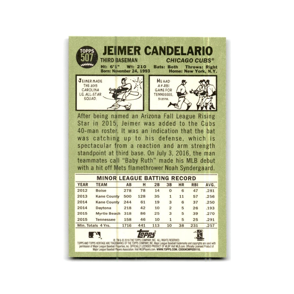 Jeimer Candelario Rookie 2016 Topps Heritage #507 Chicago Cubs Baseball Card NM