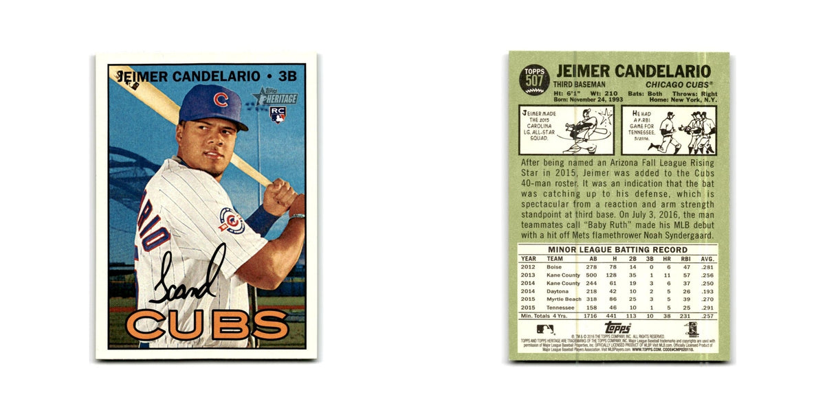 Jeimer Candelario Rookie 2016 Topps Heritage #507 Chicago Cubs Baseball Card NM