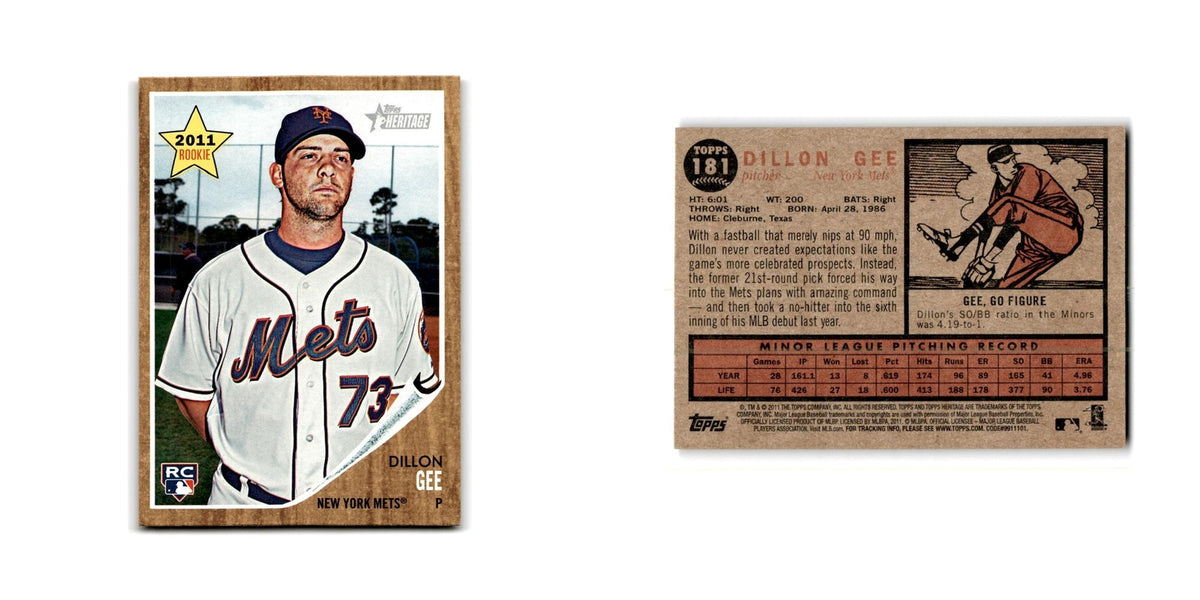 Dillon Gee Rookie 2011 Topps Heritage #181 New York Mets Baseball Card NM