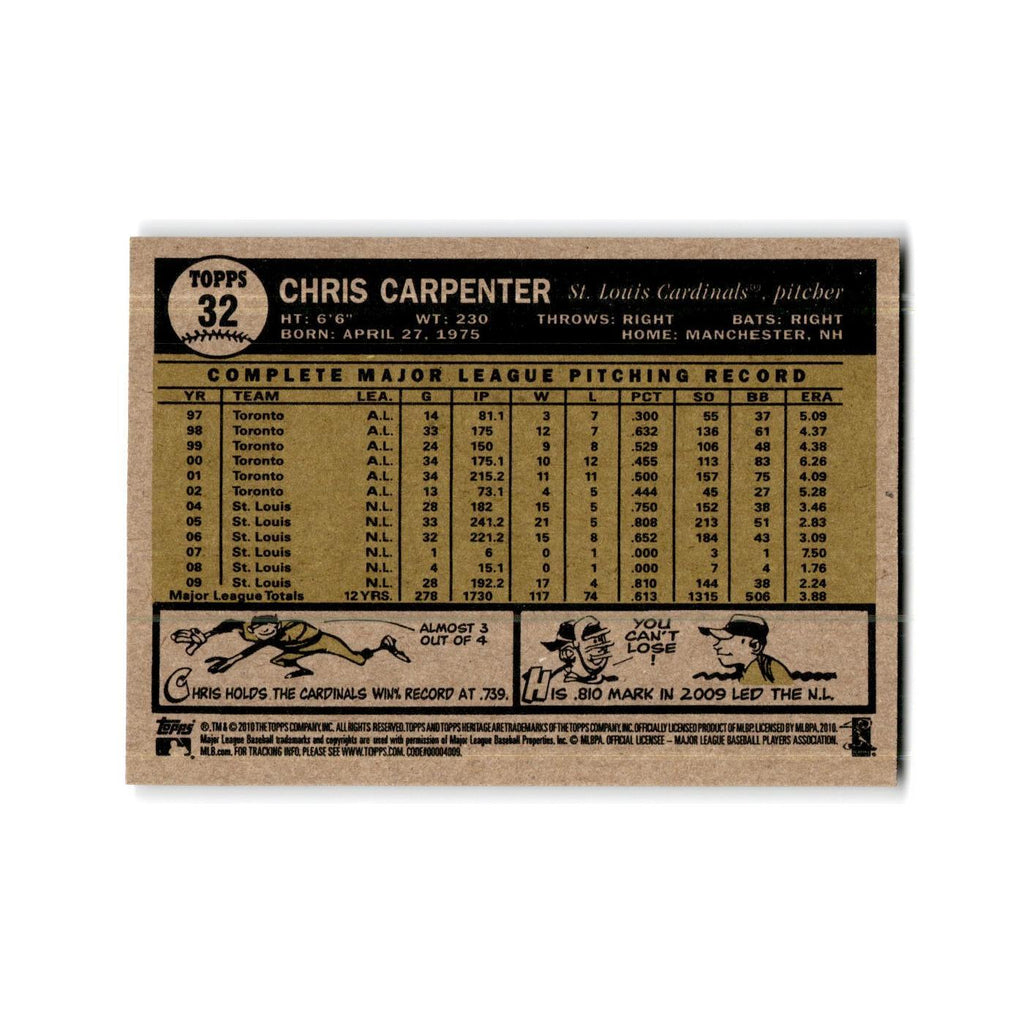 Chris Carpenter 2010 Topps Heritage #32 St. Louis Cardinals Baseball Card NM