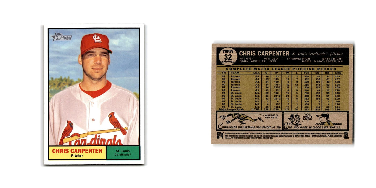 Chris Carpenter 2010 Topps Heritage #32 St. Louis Cardinals Baseball Card NM