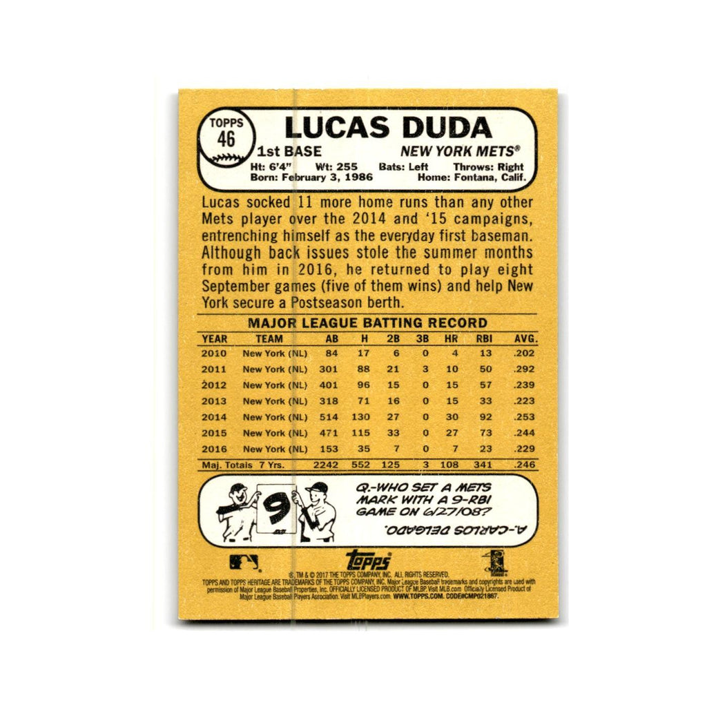 Lucas Duda 2017 Topps Heritage #46 New York Mets Baseball Card NM
