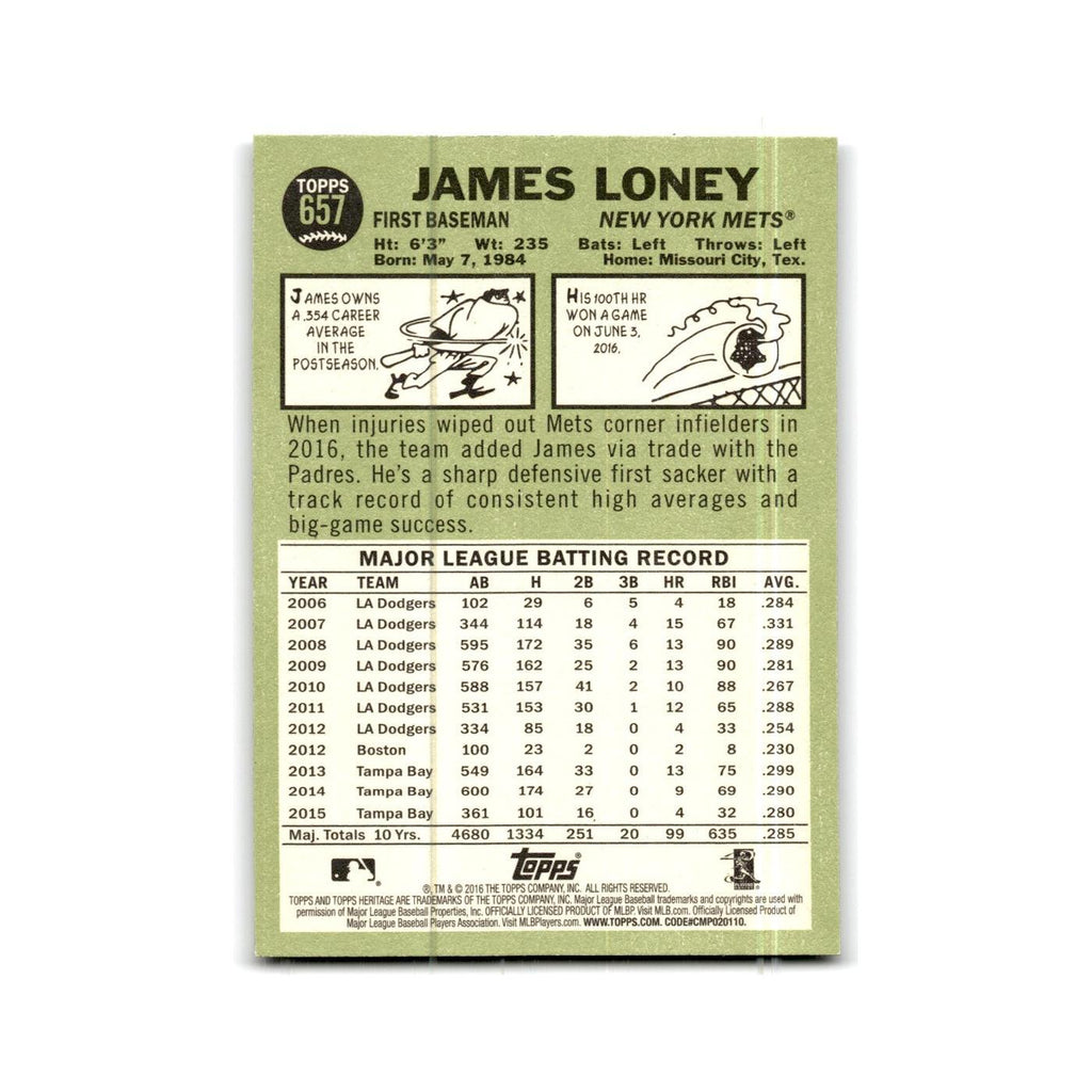 James Loney 2016 Topps Heritage #657 New York Mets Baseball Card NM