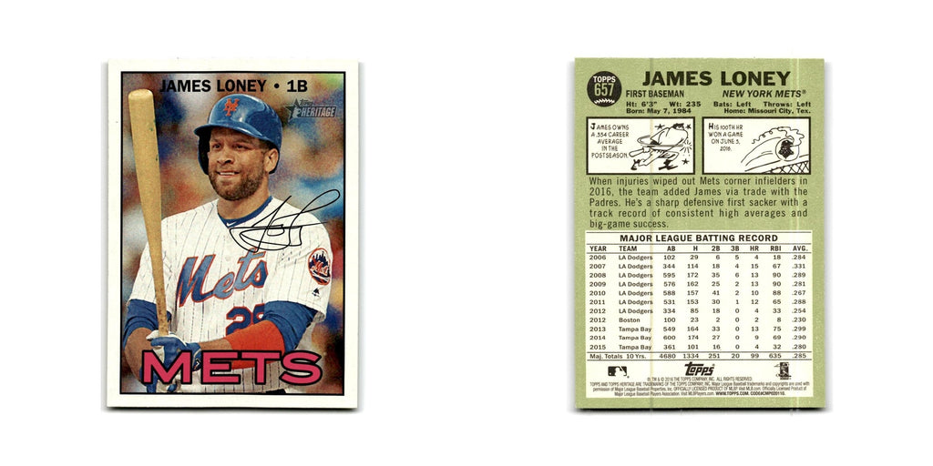 James Loney 2016 Topps Heritage #657 New York Mets Baseball Card NM