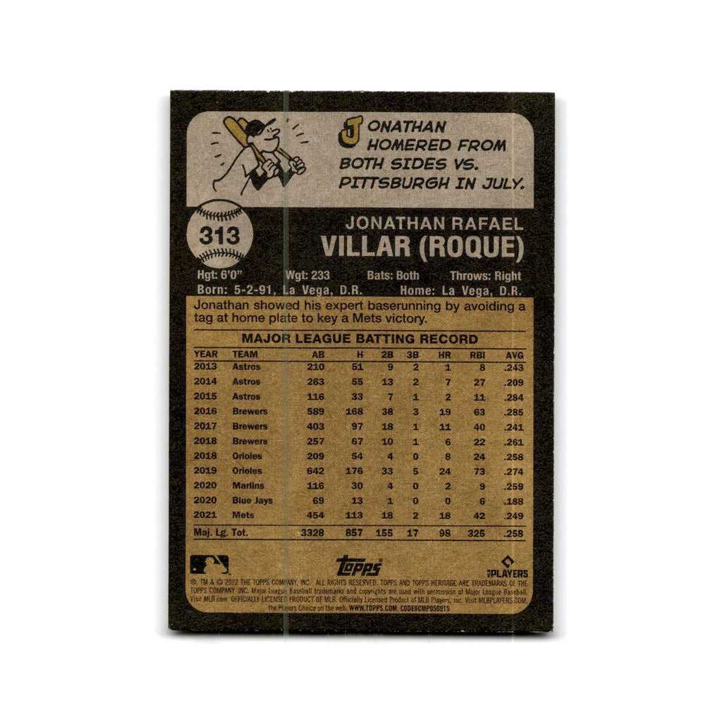 Jonathan Villar 2022 Topps Heritage #313 New York Mets Baseball Card NM