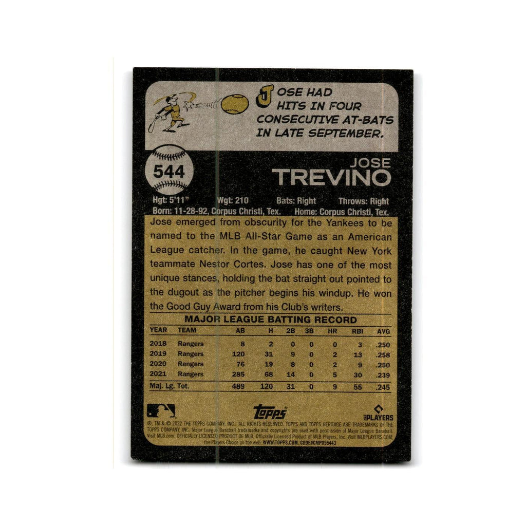 Jose Trevino 2022 Topps Heritage #544 New York Yankees Baseball Card NM