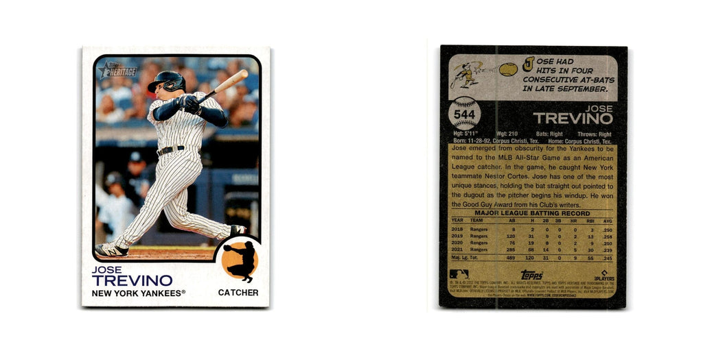 Jose Trevino 2022 Topps Heritage #544 New York Yankees Baseball Card NM